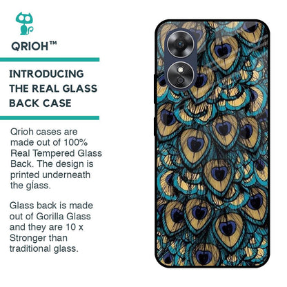 Peacock Feathers Glass case for OPPO A17