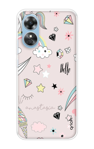 Unicorn Doodle Oppo A17 Back Cover