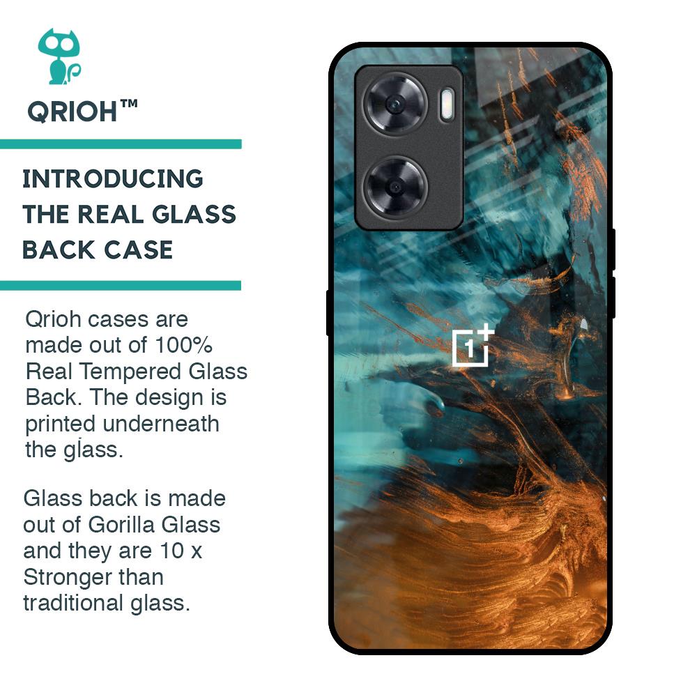 Golden Splash Glass Case for OnePlus Nord N20 SE