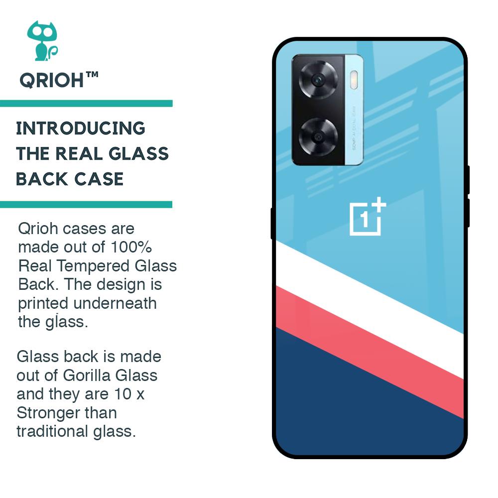 Pink & White Stripes Glass Case For OnePlus Nord N20 SE