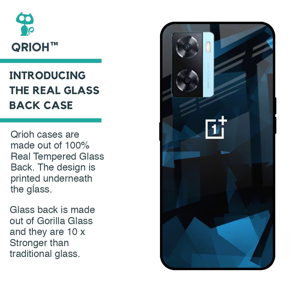 Polygonal Blue Box Glass Case For OnePlus Nord N20 SE