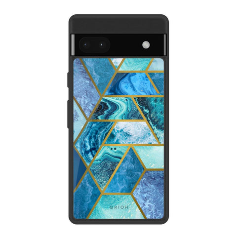 Turquoise Geometrical Marble Google Pixel 6a Glass Back Cover Online