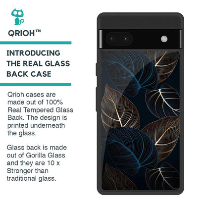 Blue Golden Leaves Glass Case for Google Pixel 6a