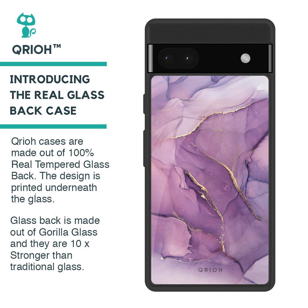 Purple Gold Marble Glass Case for Google Pixel 6a