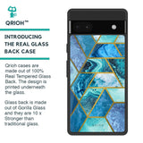 Turquoise Geometrical Marble Glass Case for Google Pixel 6a