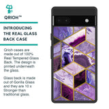 Purple Rhombus Marble Glass Case for Google Pixel 6a