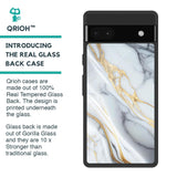 White Grey Marble Glass Case for Google Pixel 6a