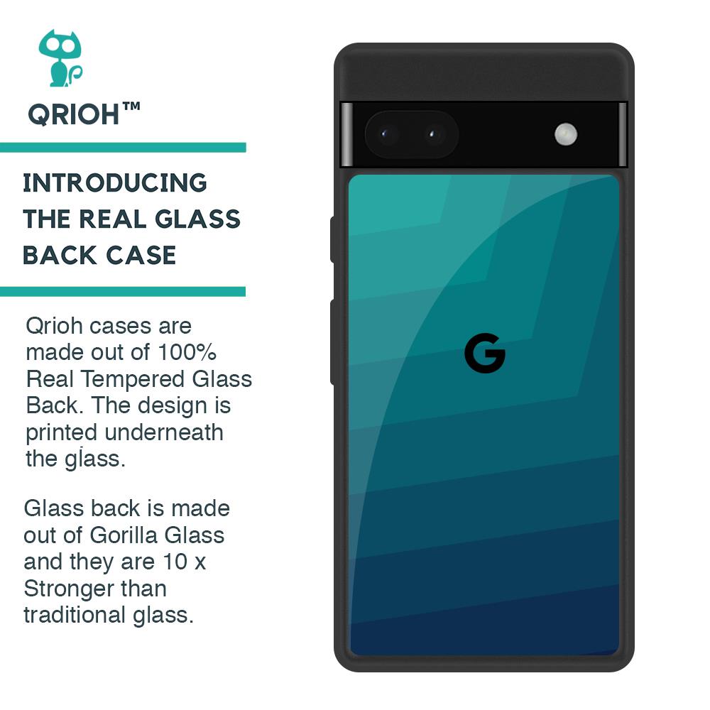 Green Triangle Pattern Glass Case for Google Pixel 6a
