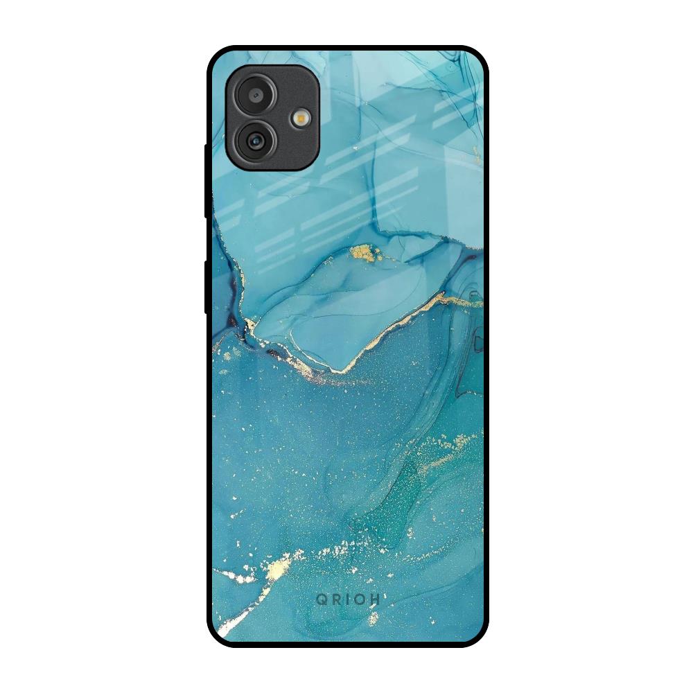 Blue Golden Glitter Samsung Galaxy M13 5G Glass Back Cover Online