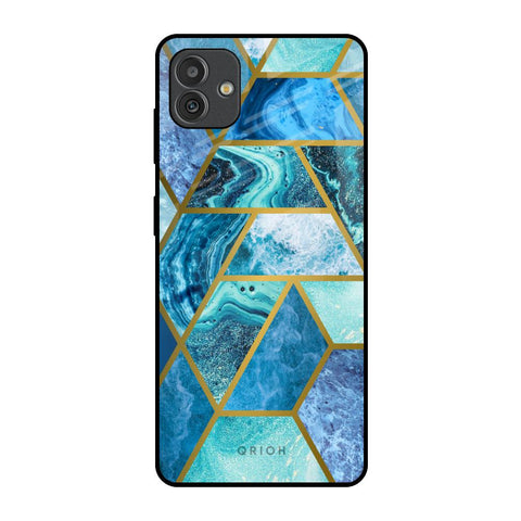 Turquoise Geometrical Marble Samsung Galaxy M13 5G Glass Back Cover Online