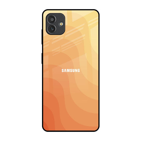 Orange Curve Pattern Samsung Galaxy M13 5G Glass Back Cover Online