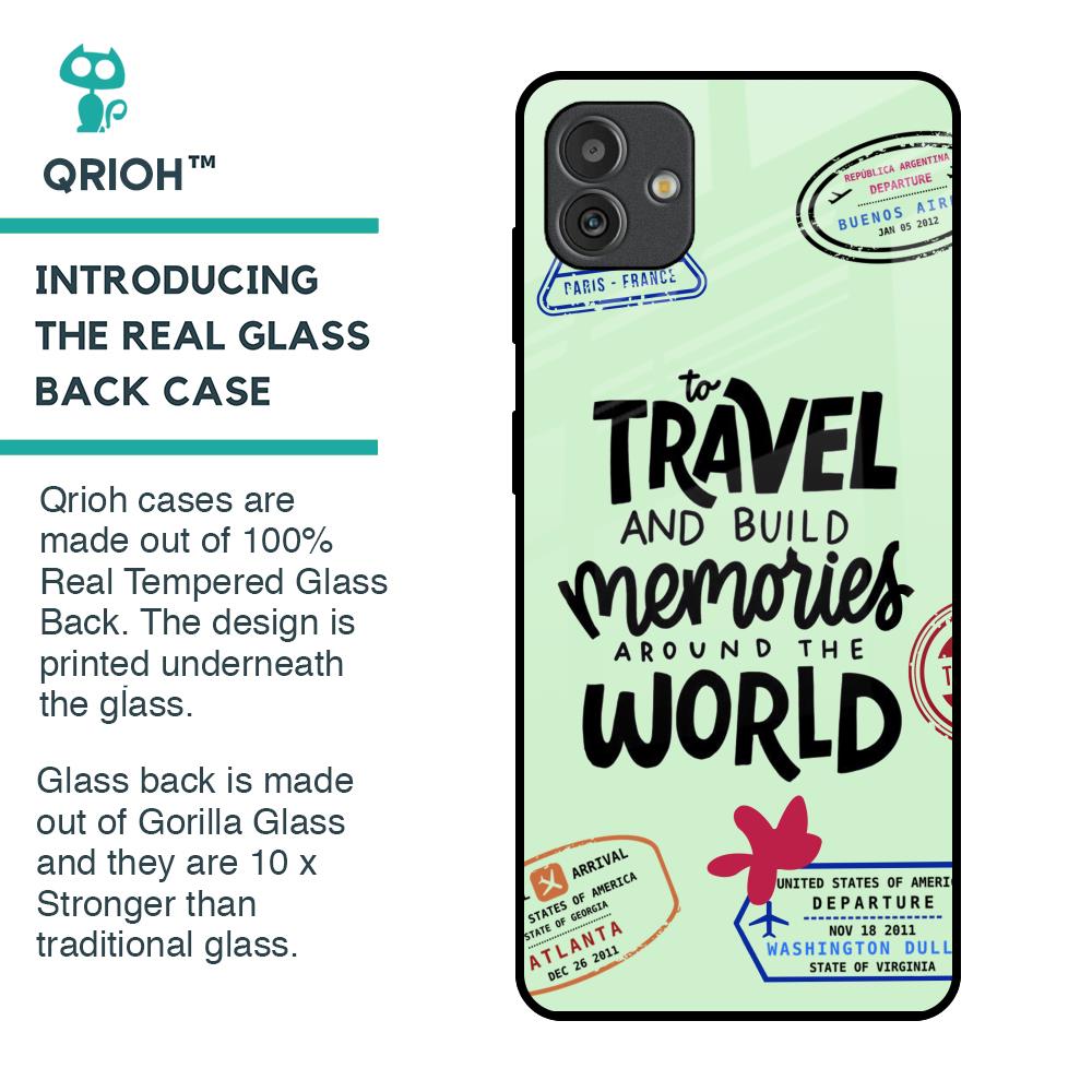 Travel Stamps Glass Case for Samsung Galaxy M13 5G