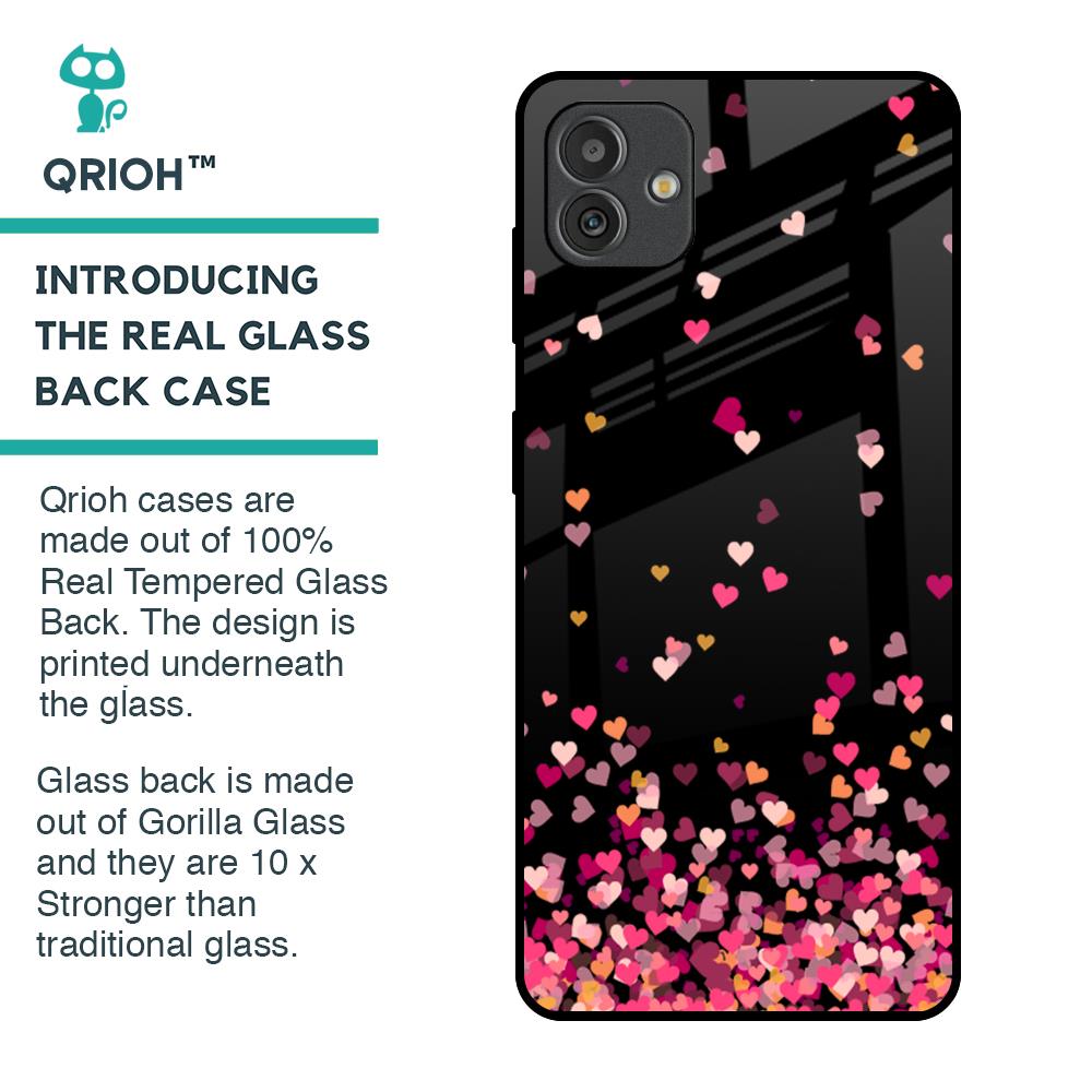 Heart Rain Fall Glass Case For Samsung Galaxy M13 5G