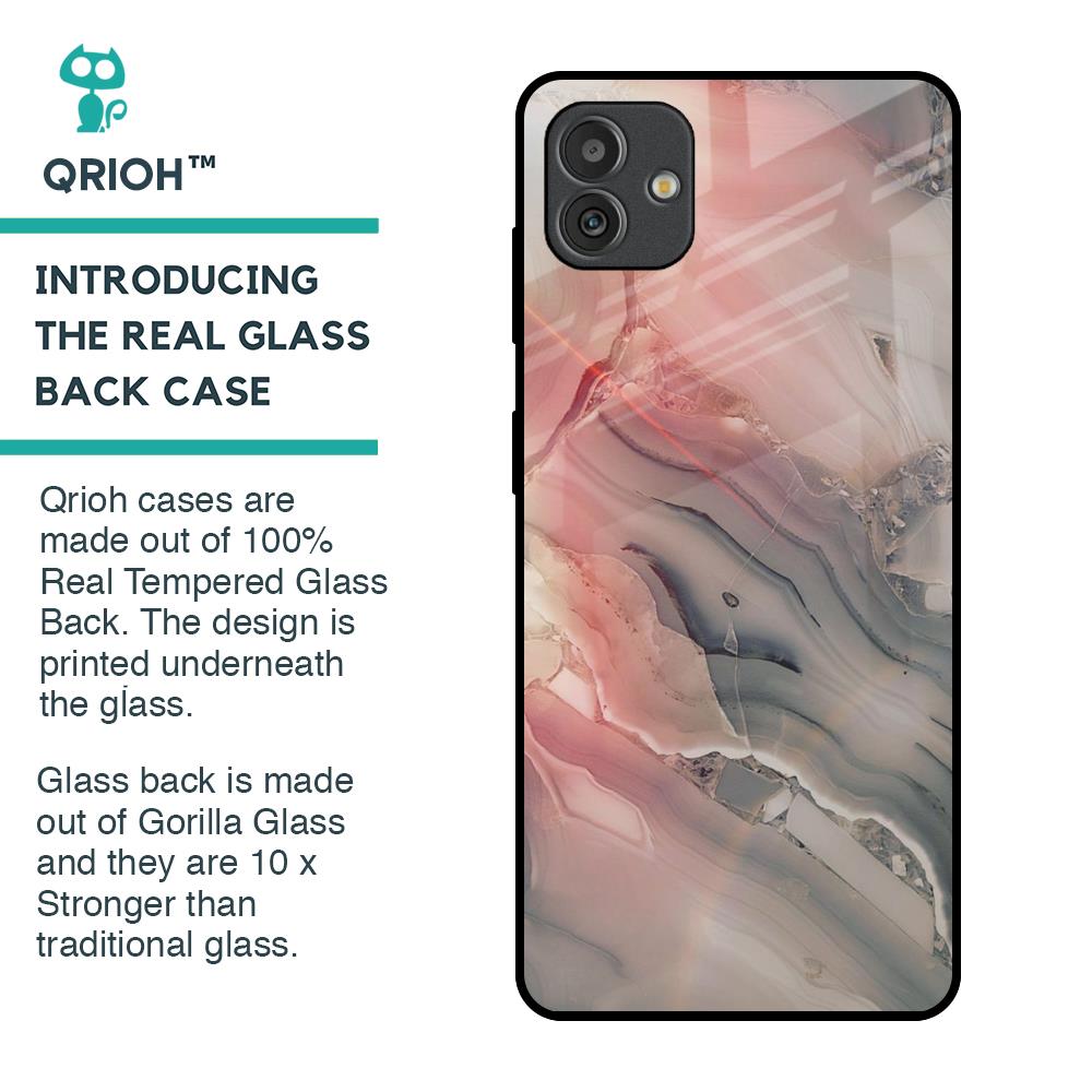 Pink And Grey Marble Glass Case For Samsung Galaxy M13 5G