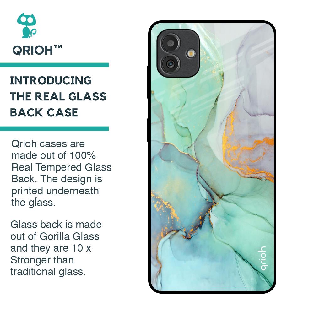 Green Marble Glass Case for Samsung Galaxy M13 5G