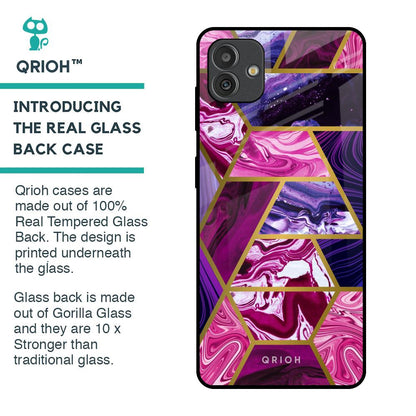 Electroplated Geometric Marble Glass Case for Samsung Galaxy M13 5G