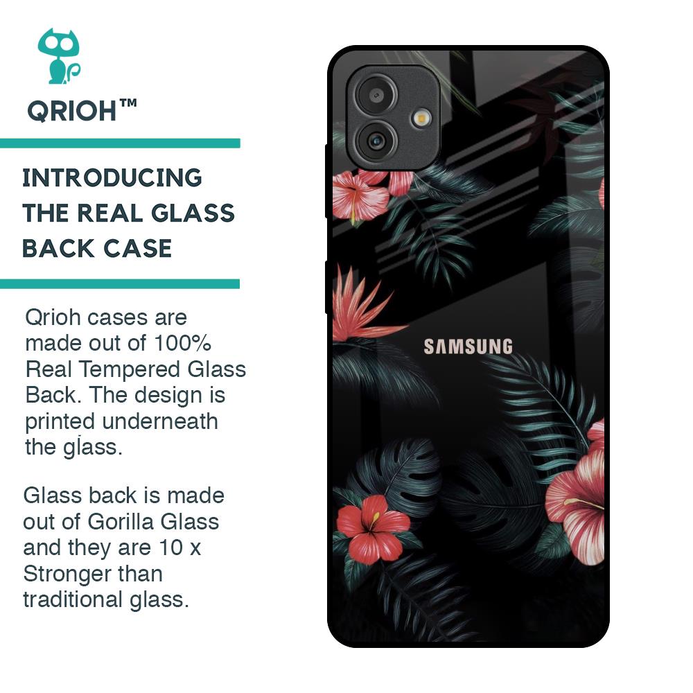 Tropical Art Flower Glass Case for Samsung Galaxy M13 5G