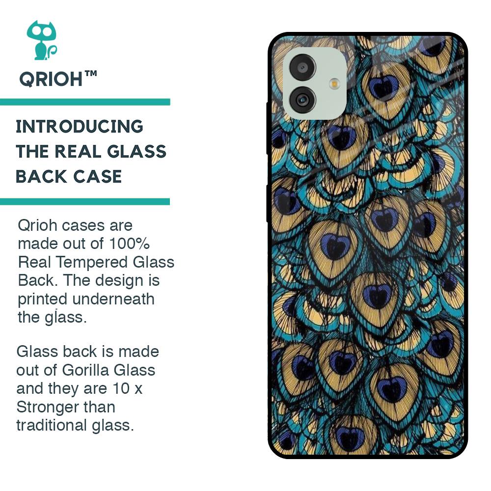 Peacock Feathers Glass case for Samsung Galaxy M13 5G