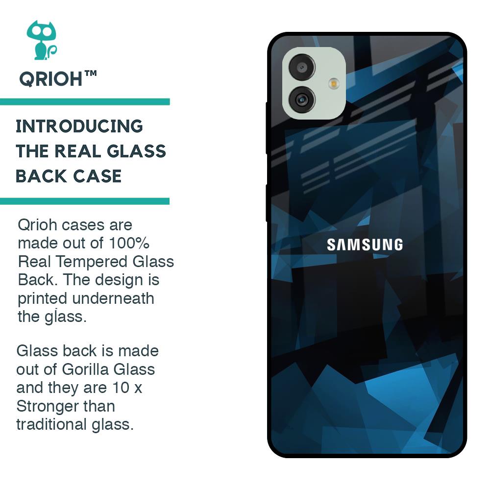 Polygonal Blue Box Glass Case For Samsung Galaxy M13 5G