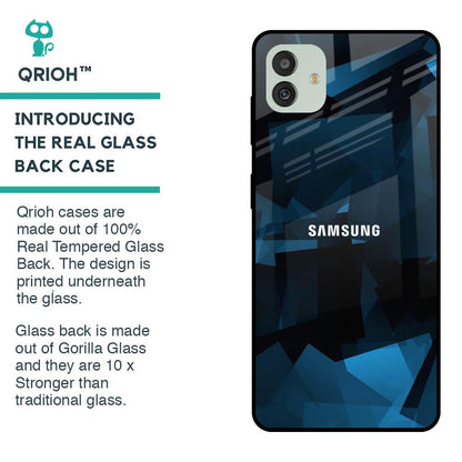Polygonal Blue Box Glass Case For Samsung Galaxy M13 5G