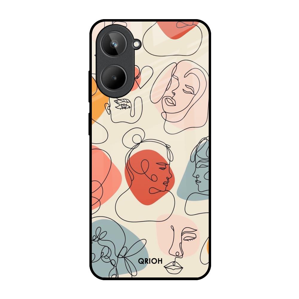 Abstract Faces Realme 10 Glass Back Cover Online
