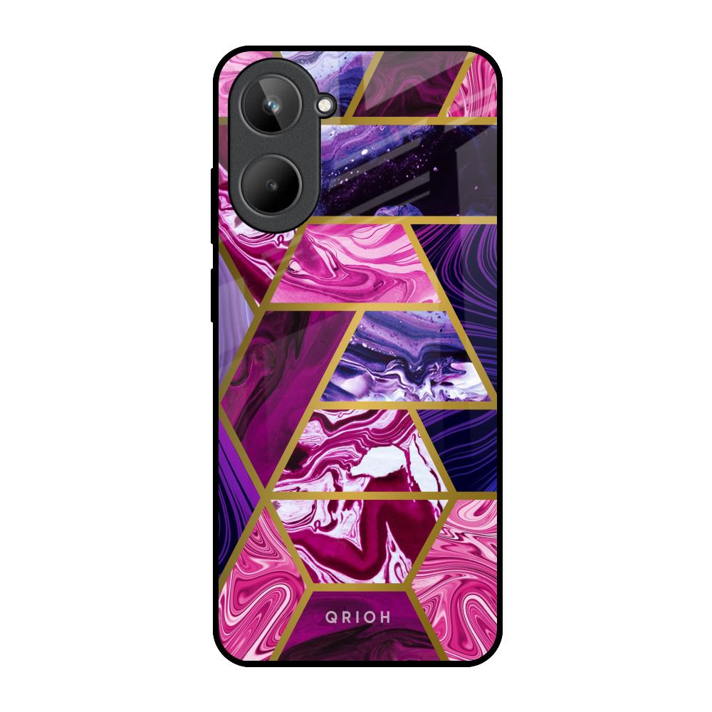 Electroplated Geometric Marble Realme 10 Glass Back Cover Online