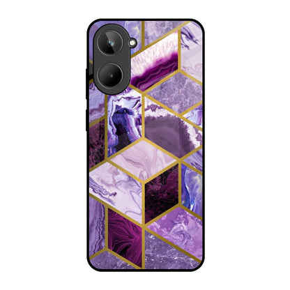 Purple Rhombus Marble Realme 10 Glass Back Cover Online