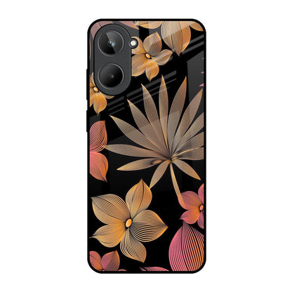 Lines Pattern Flowers Realme 10 Glass Back Cover Online