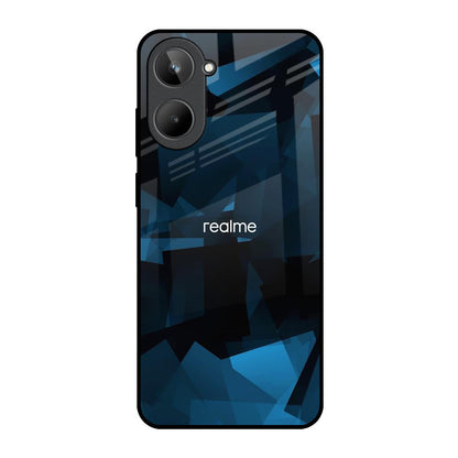 Polygonal Blue Box Realme 10 Glass Back Cover Online