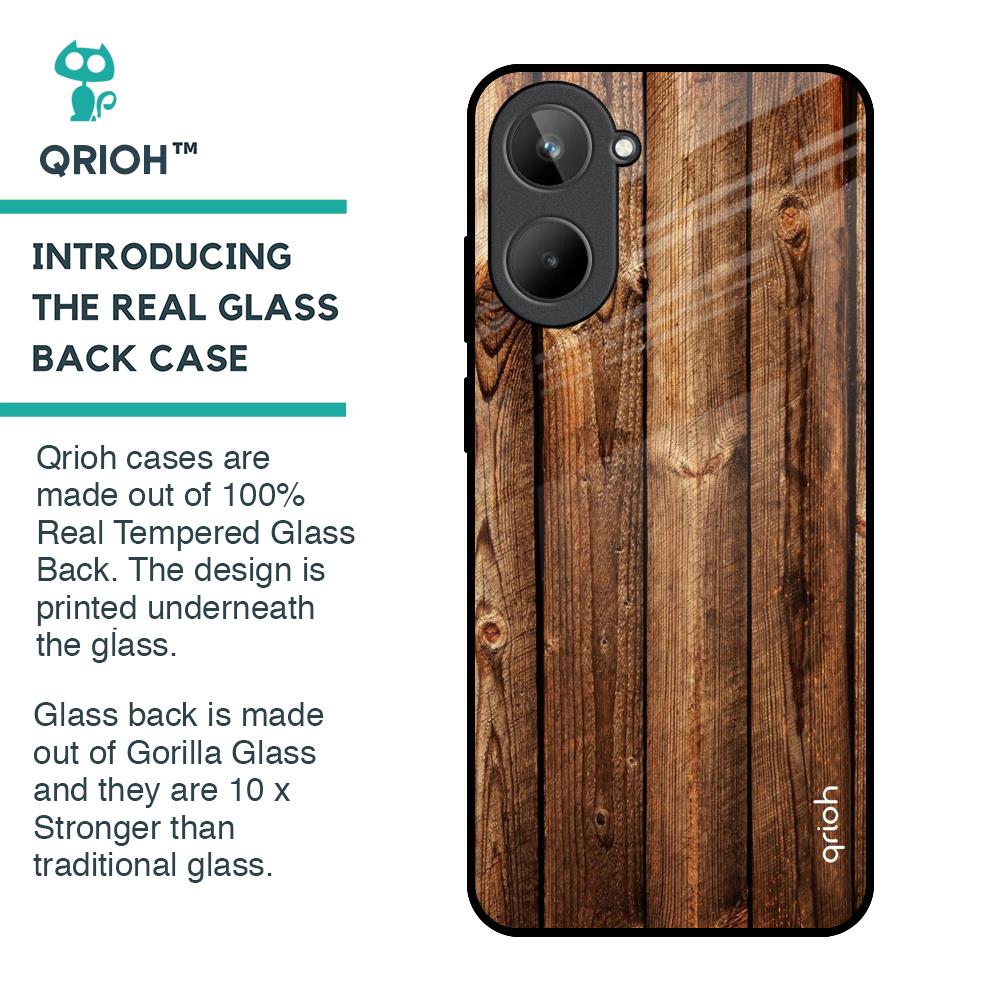 Timber Printed Glass Case for Realme 10