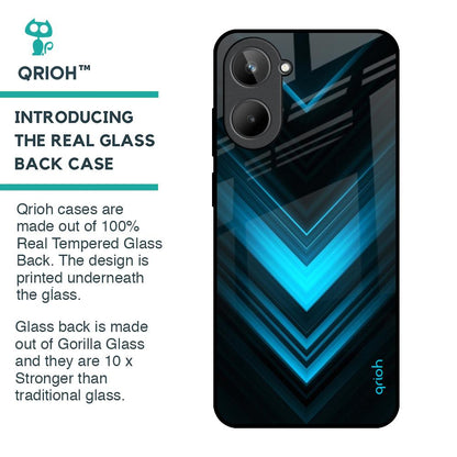 Vertical Blue Arrow Glass Case For Realme 10