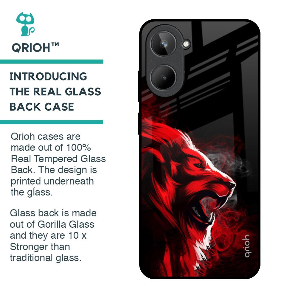 Red Angry Lion Glass Case for Realme 10