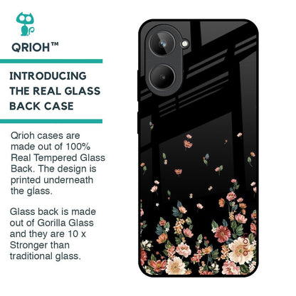 Floating Floral Print Glass Case for Realme 10