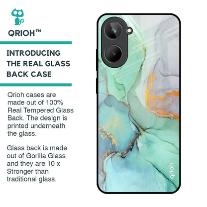 Green Marble Glass Case for Realme 10