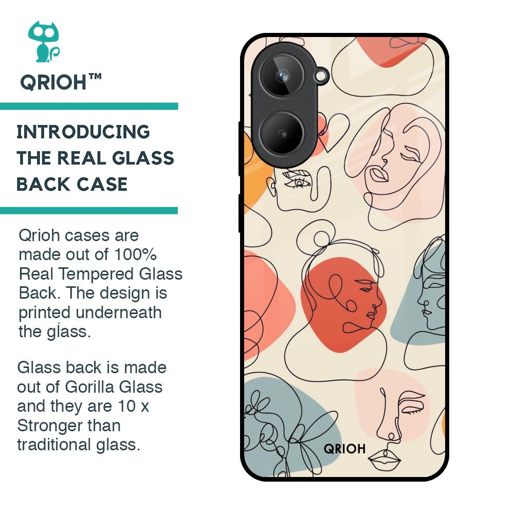 Abstract Faces Glass Case for Realme 10