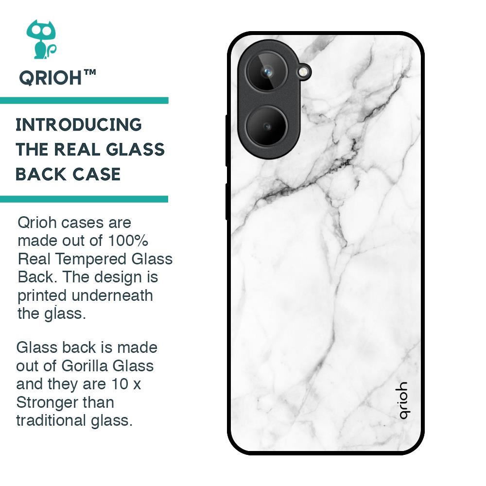 Modern White Marble Glass Case for Realme 10