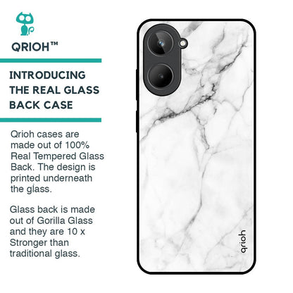 Modern White Marble Glass Case for Realme 10
