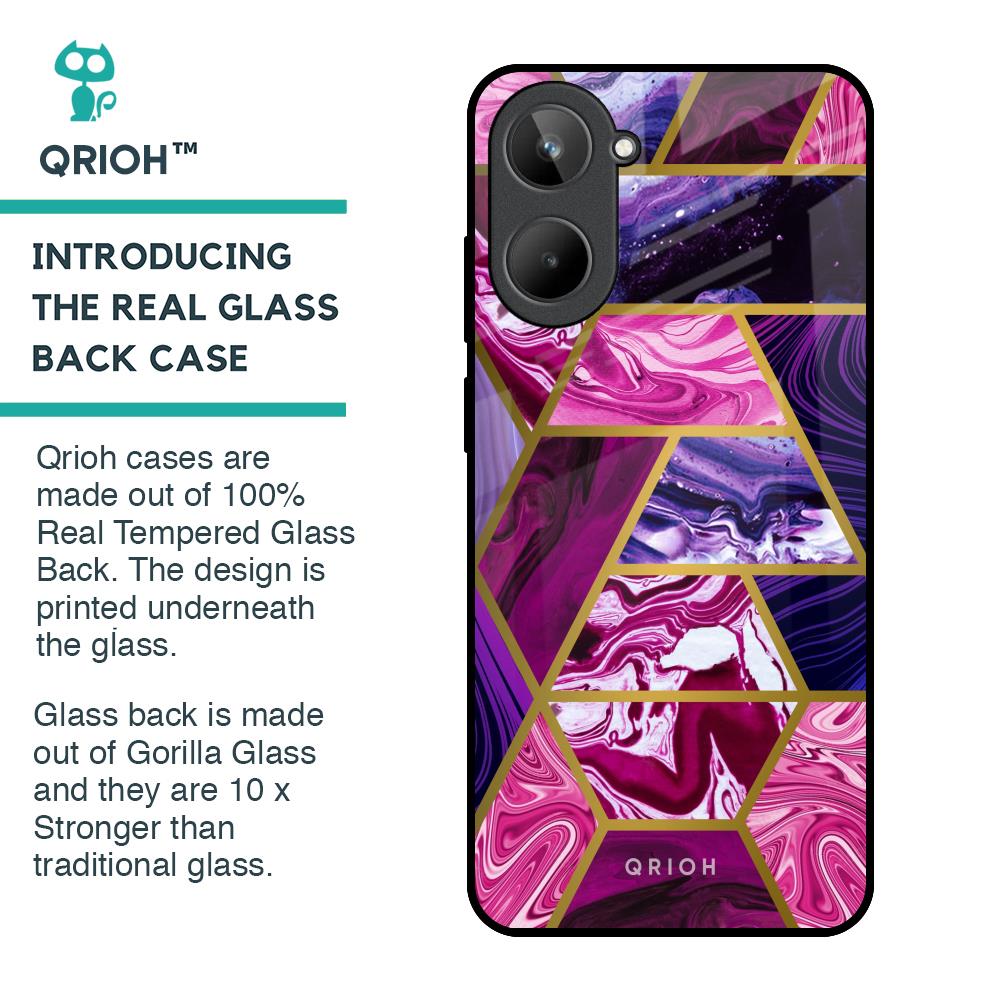 Electroplated Geometric Marble Glass Case for Realme 10