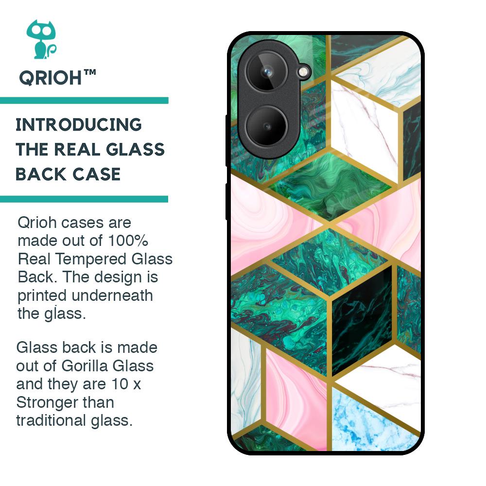Seamless Green Marble Glass Case for Realme 10