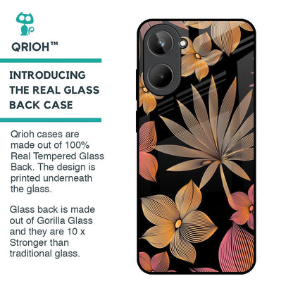 Lines Pattern Flowers Glass Case for Realme 10
