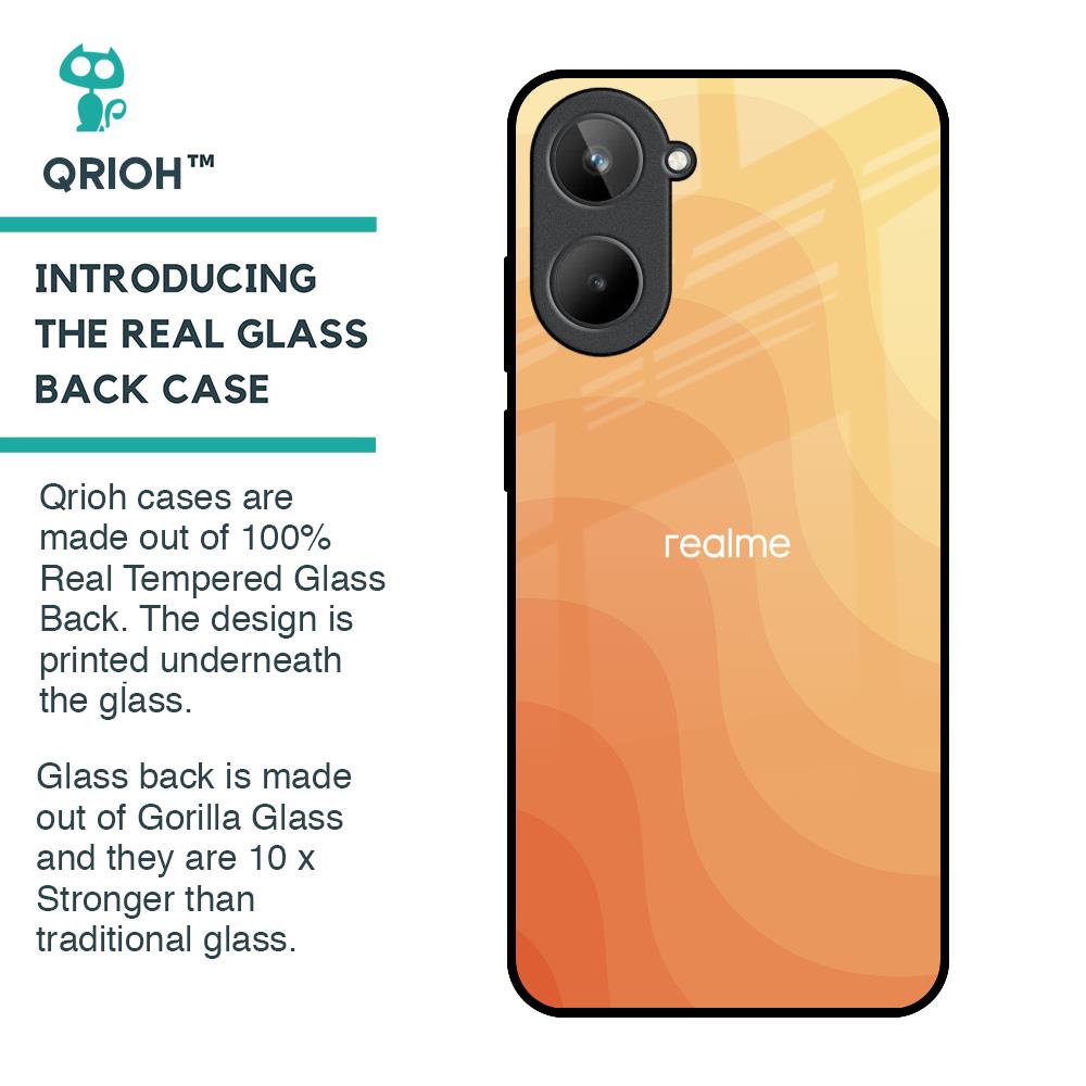 Orange Curve Pattern Glass Case for Realme 10