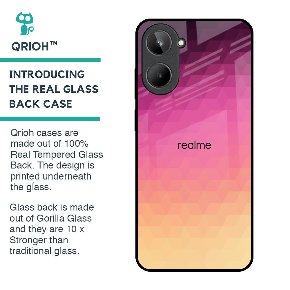 Geometric Pink Diamond Glass Case for Realme 10