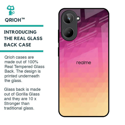 Geometric Pink Diamond Glass Case for Realme 10