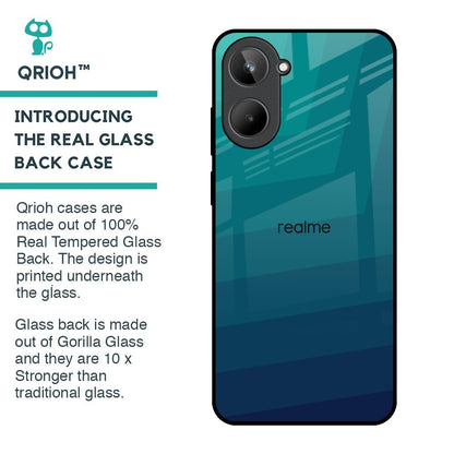 Green Triangle Pattern Glass Case for Realme 10