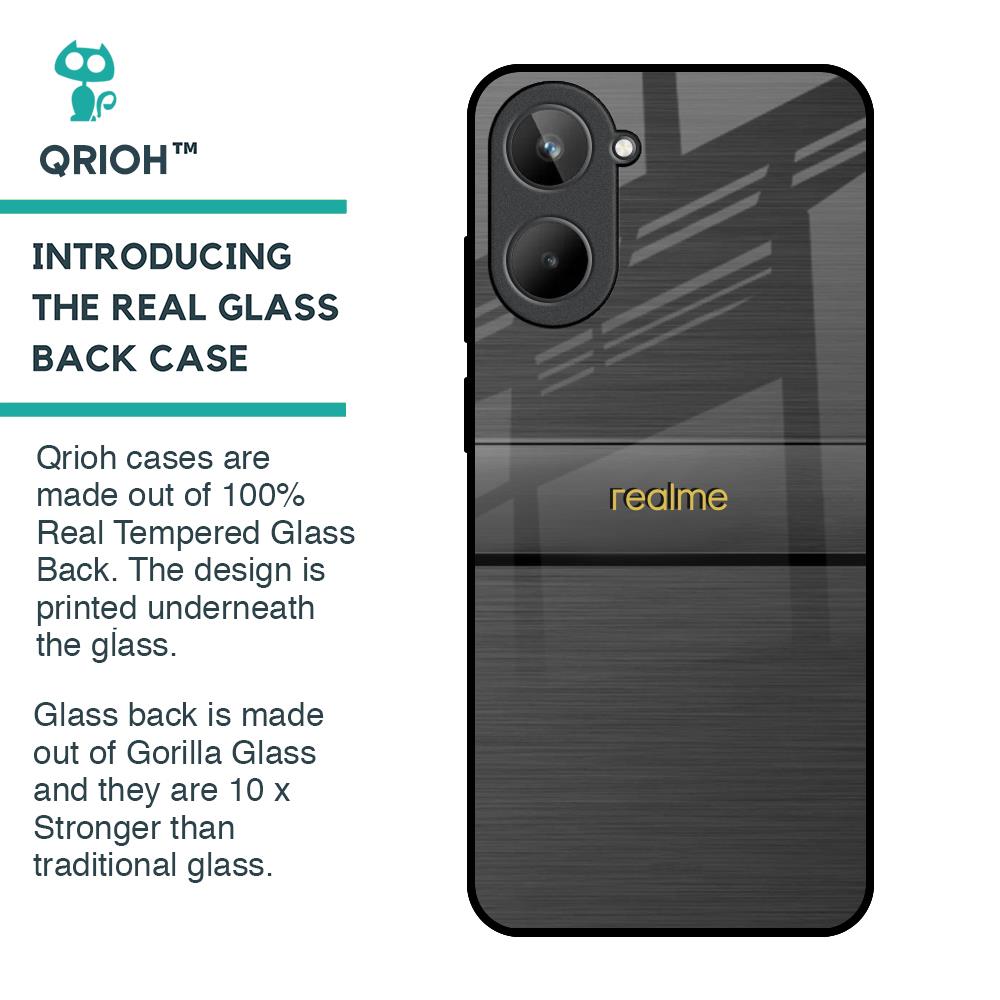 Grey Metallic Glass Case For Realme 10