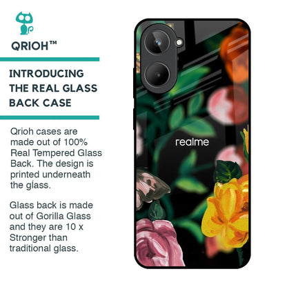 Flowers & Butterfly Glass Case for Realme 10