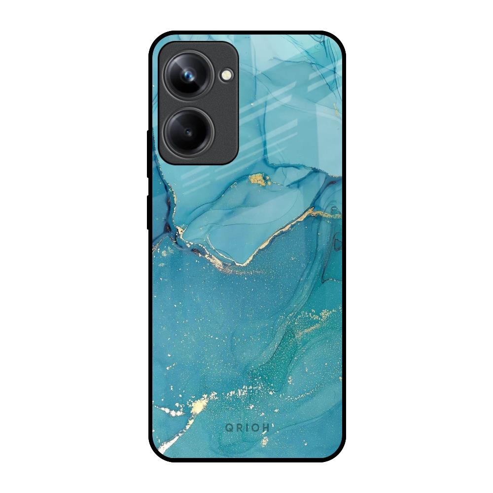 Blue Golden Glitter Realme 10 Pro 5G Glass Back Cover Online