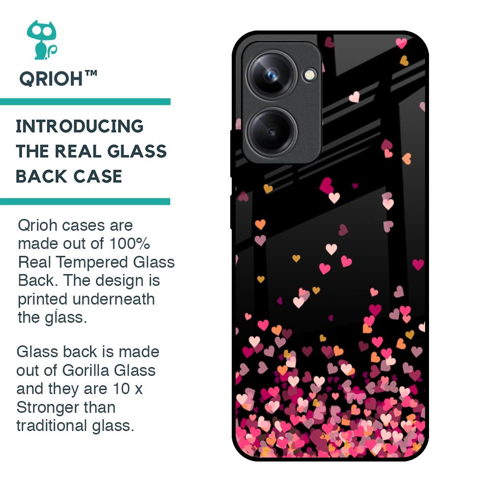 Heart Rain Fall Glass Case For Realme 10 Pro 5G
