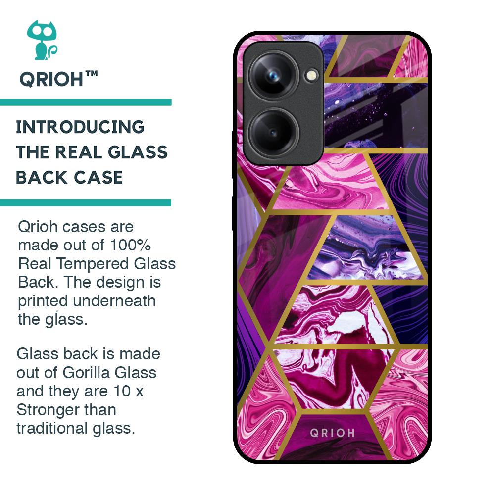 Electroplated Geometric Marble Glass Case for Realme 10 Pro 5G