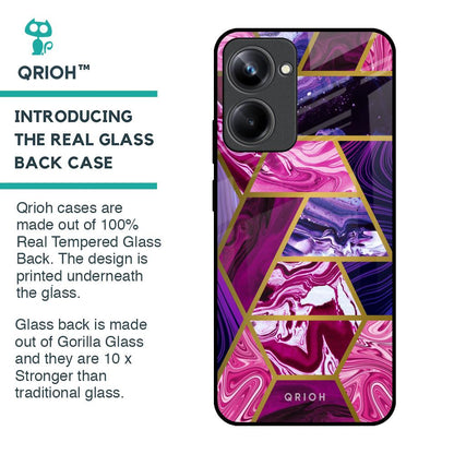 Electroplated Geometric Marble Glass Case for Realme 10 Pro 5G